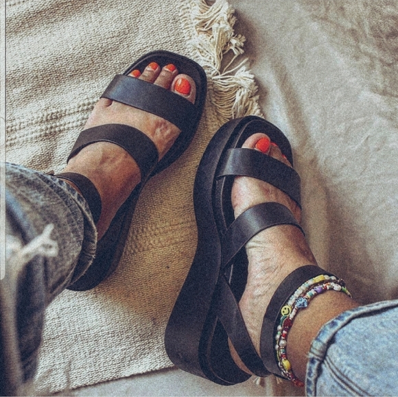 Shoes - 🚨LOW STOCK ALERT🚨// Black Strappy Chunky platform Sandal